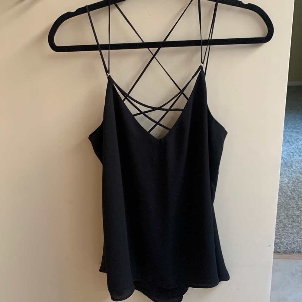 Express black double layered sheer dressy top.